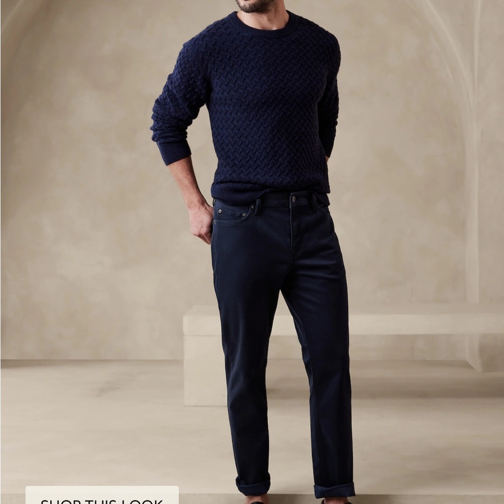 Banana Republic Slim Traveler Pant in Navy Blue Corduroy